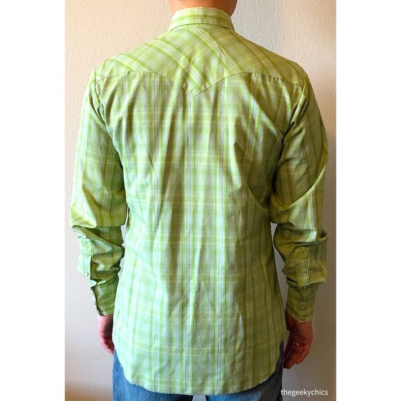 Vintage H Bar C Western Pearl Snap Long Tail Shirt - Picture 4 of 8